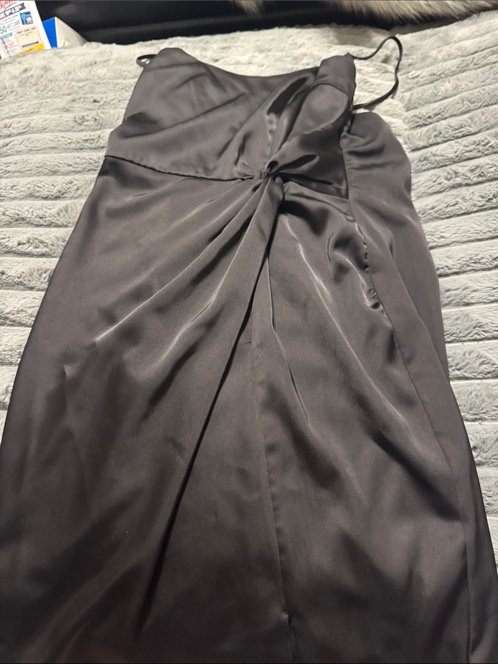 Altar'd State Black Satin Strapless Slip Dress